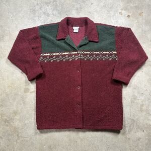 Vintage 80s Tapemeasure Aztec Southwestern Button Up Fleece Size L